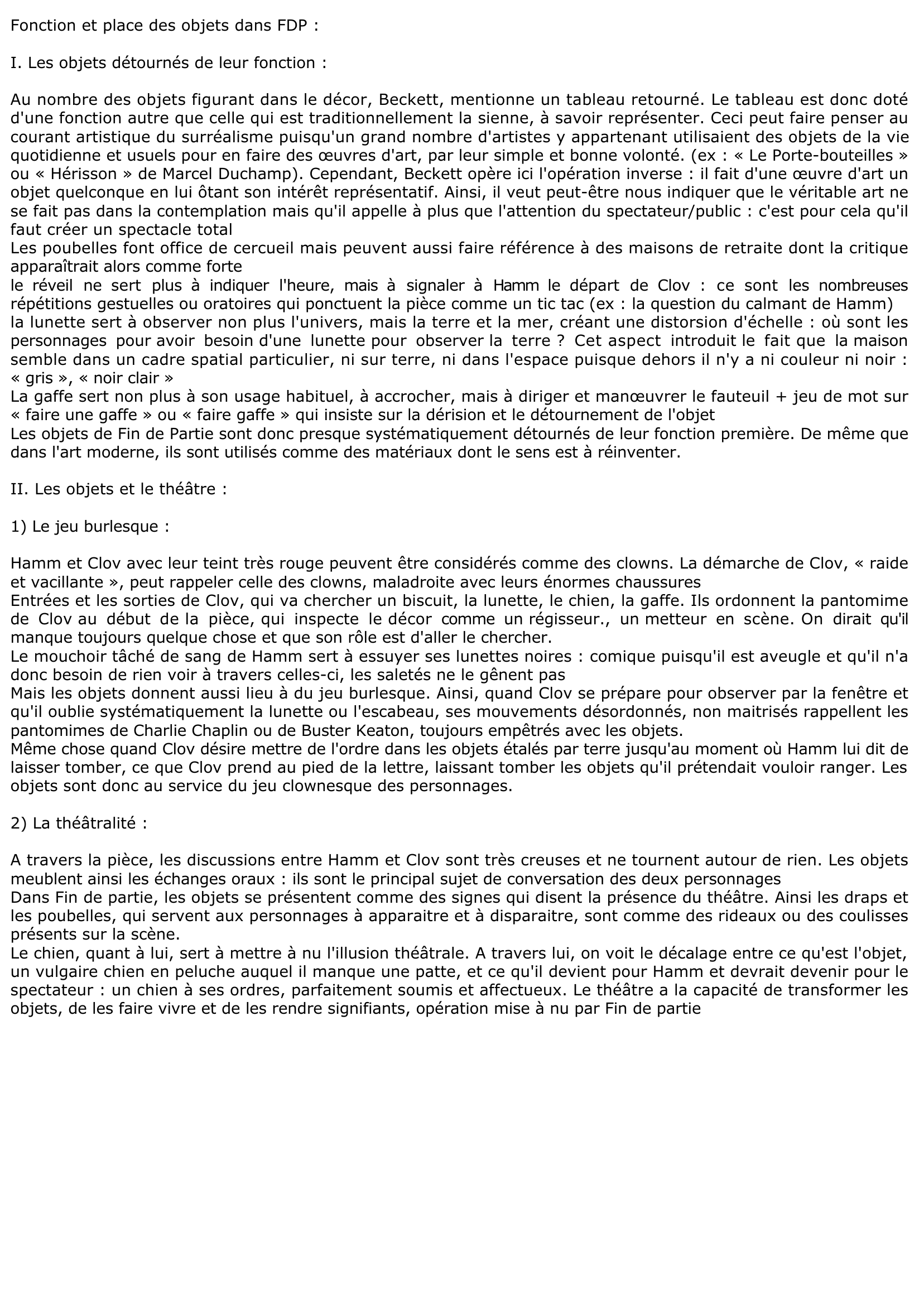 Prévisualisation du document Le Rôle Et La Signification Des Objets Dans Fin De Partie