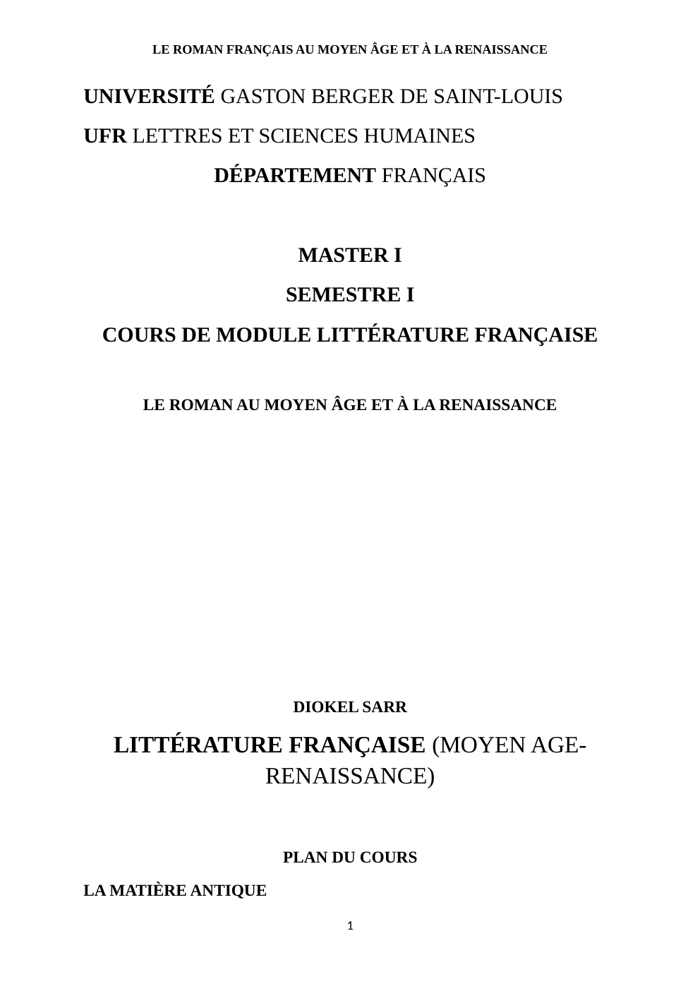 Prévisualisation du document LE ROMAN FRANÇAIS AU MOYEN ÂGE ET À LA RENAISSANCE
