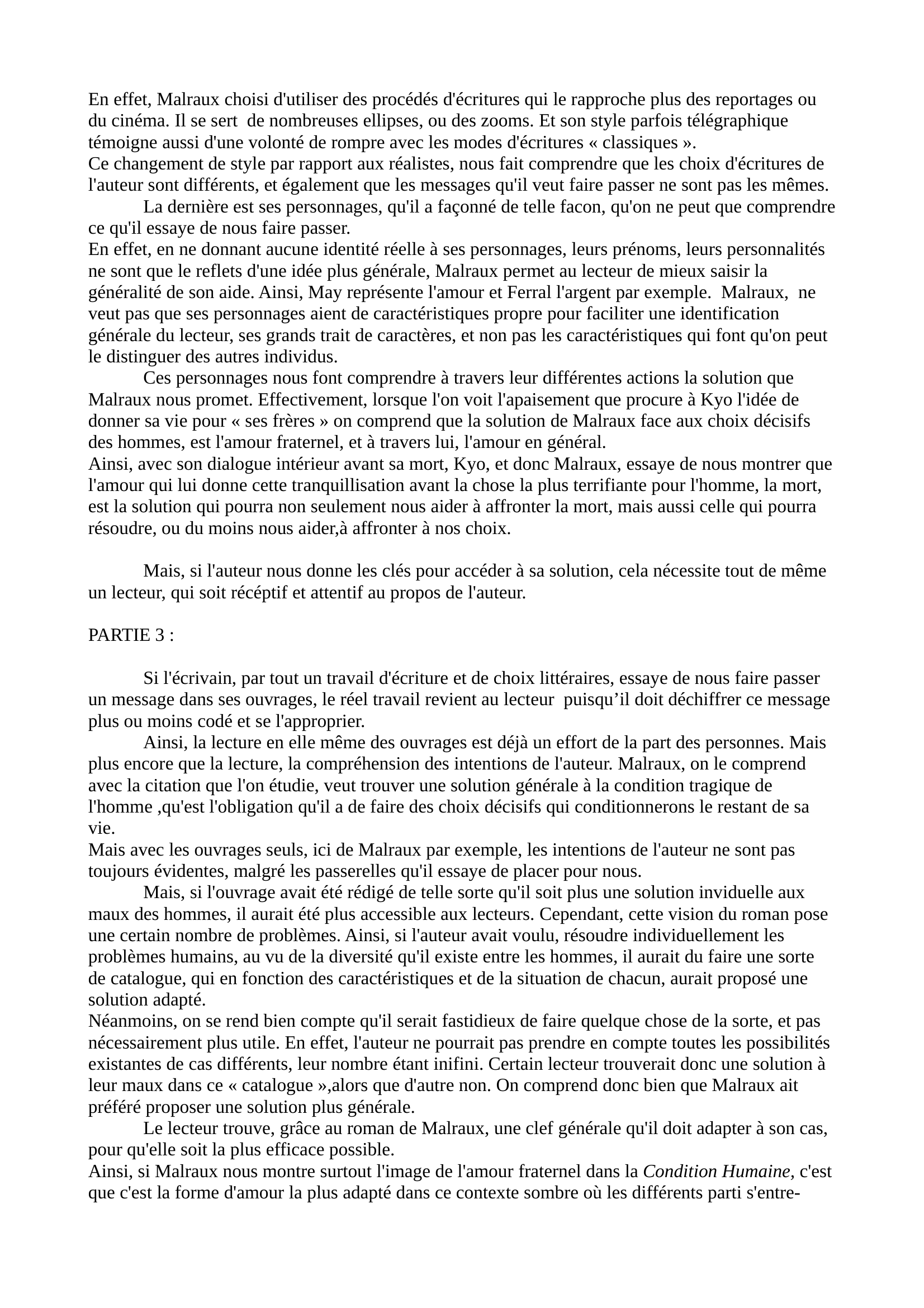 Prévisualisation du document Le roman moderne vu par Malraux