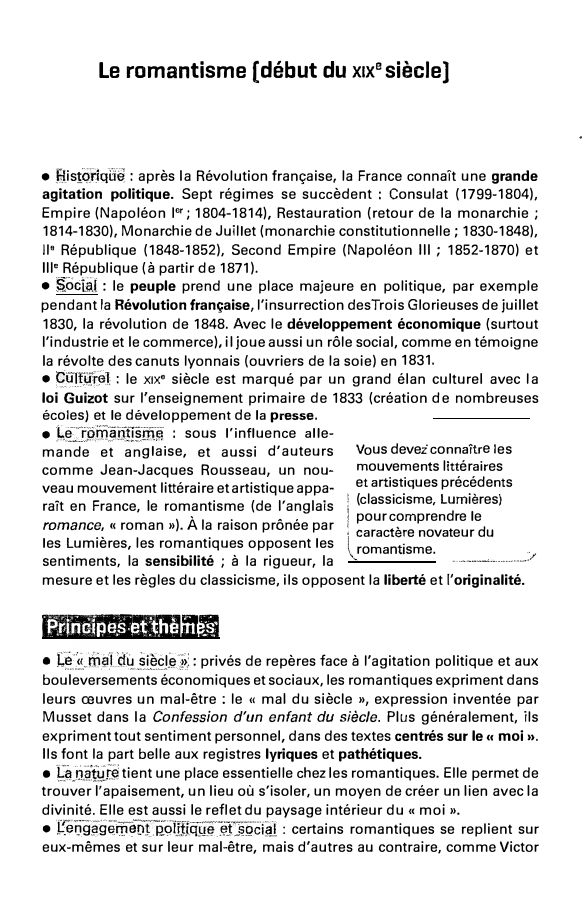 Prévisualisation du document Le romantisme (début du x1x8 siècle]

• h{istÔ;nqÛ� : après la Révolution française, la France connaît une grande
agitation politique....