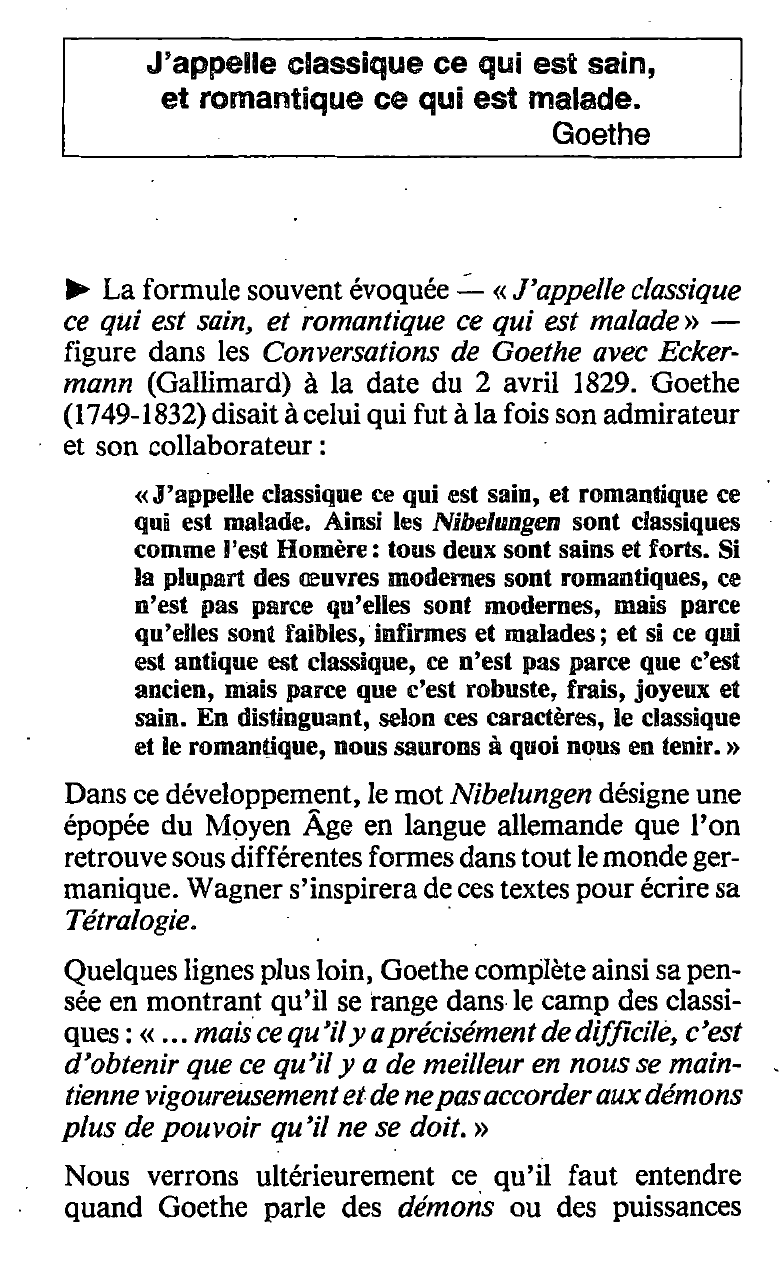 Prévisualisation du document Le romantisme défini par Goethe.