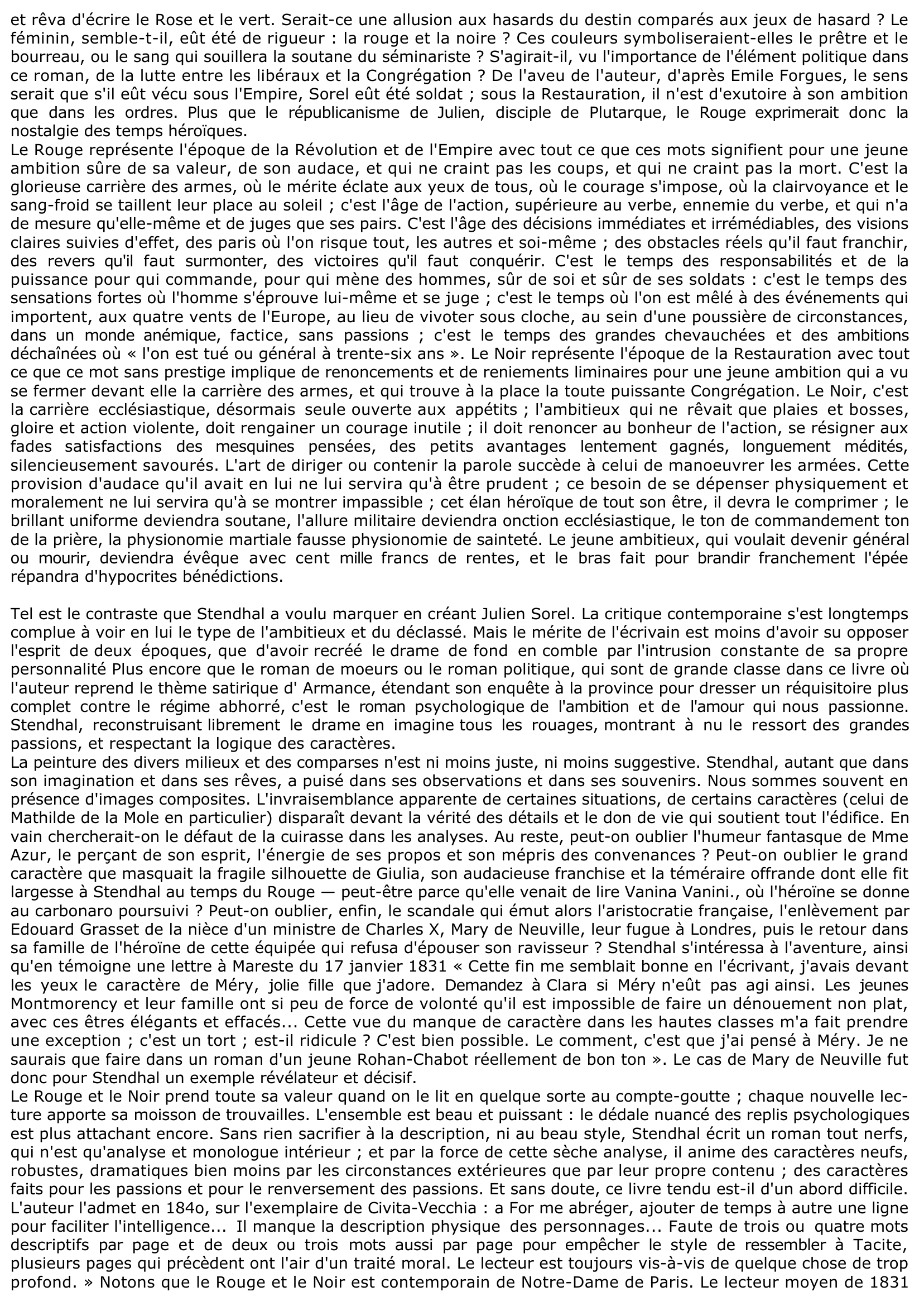 Prévisualisation du document LE ROUGE ET LE NOIR (1830) - STENDHAL (Fiche de lecture)