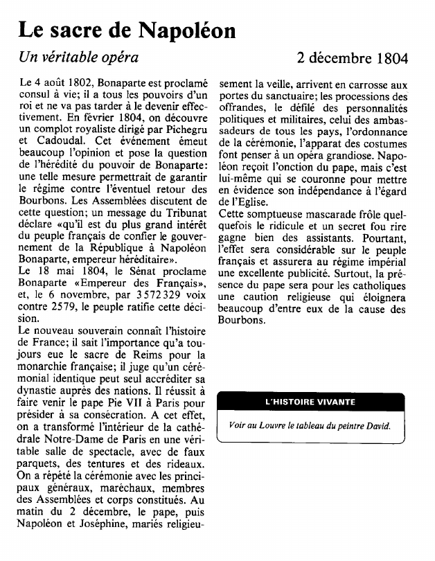 Prévisualisation du document Le sacre de NapoléonUn véritable opéra.