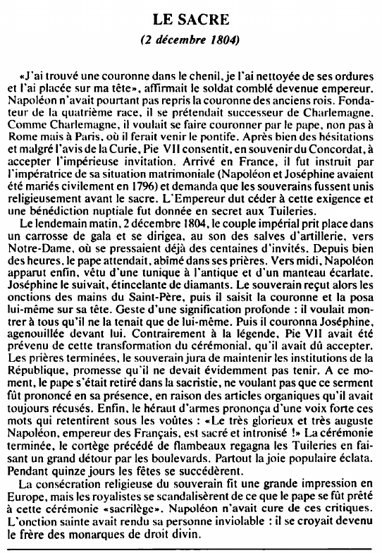 Prévisualisation du document LE SACRE(2 décembre 1804) - HISTOIRE.