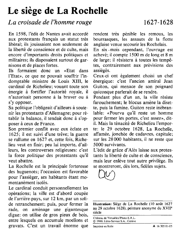 Prévisualisation du document Le siège de La RochelleLa croisade de l'homme rouge.