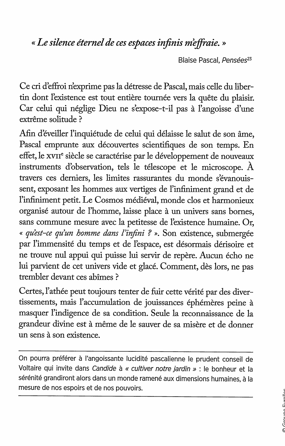 Prévisualisation du document Le silence éternel de ces espaces infinis m'effraie. Pensées (1670), 206 Pascal, Blaise. Commentez cette citation.