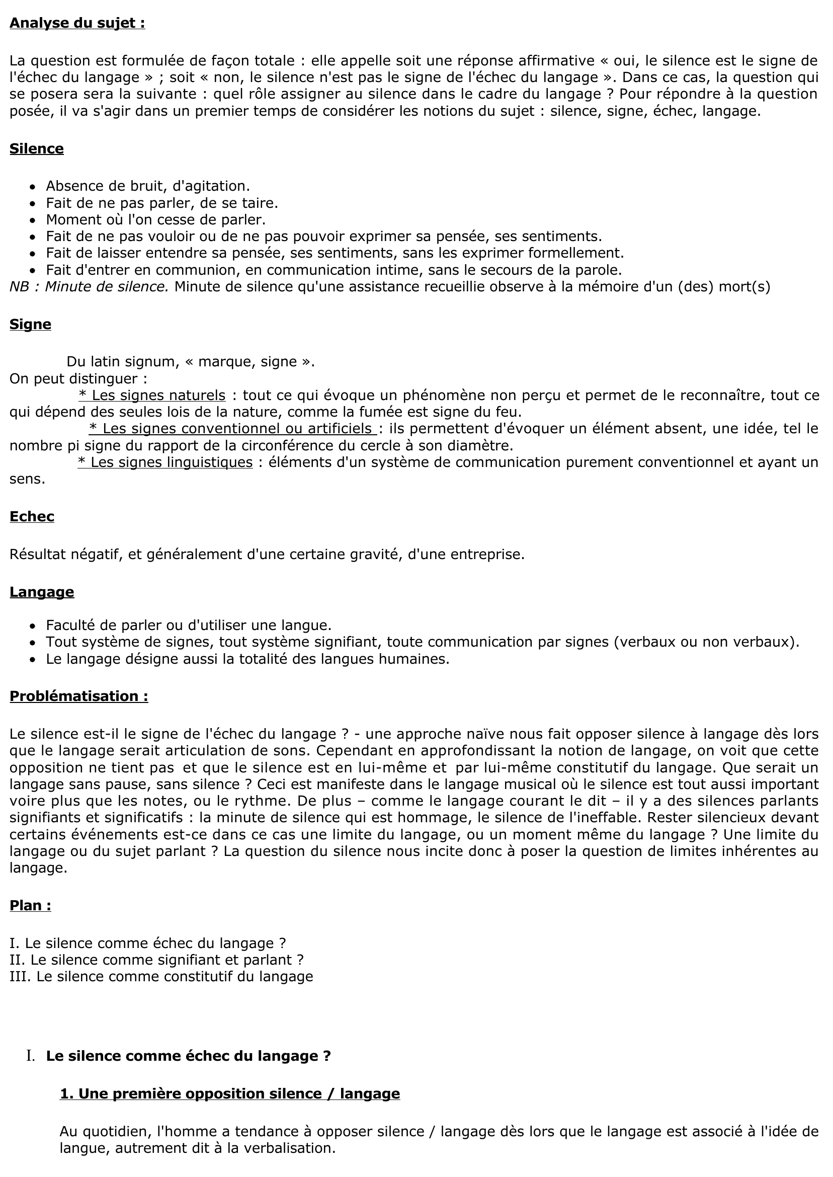 Prévisualisation du document Le silence signifie-t-il l'échec du langage ? ?