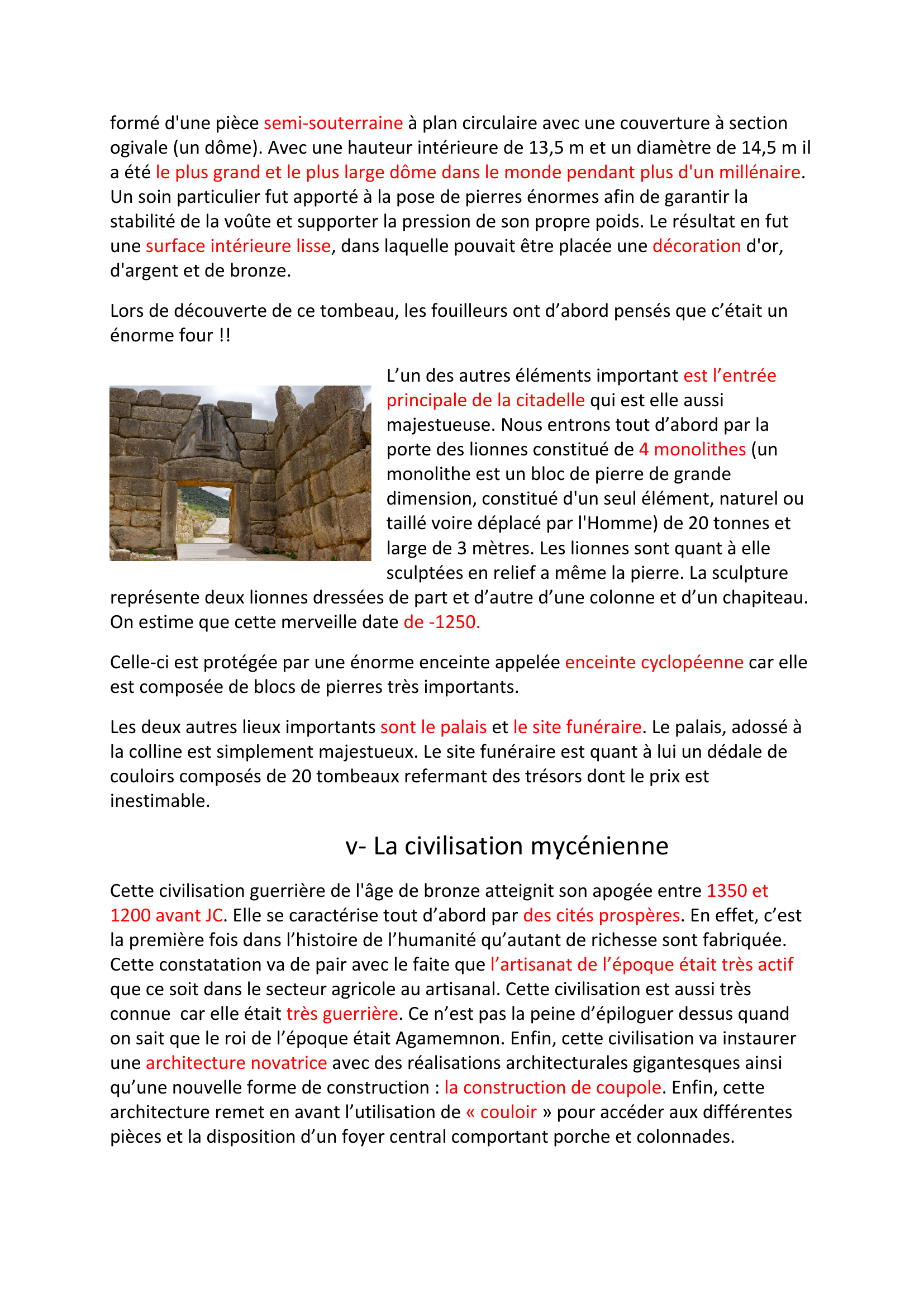 Prévisualisation du document Le site de Mycènes