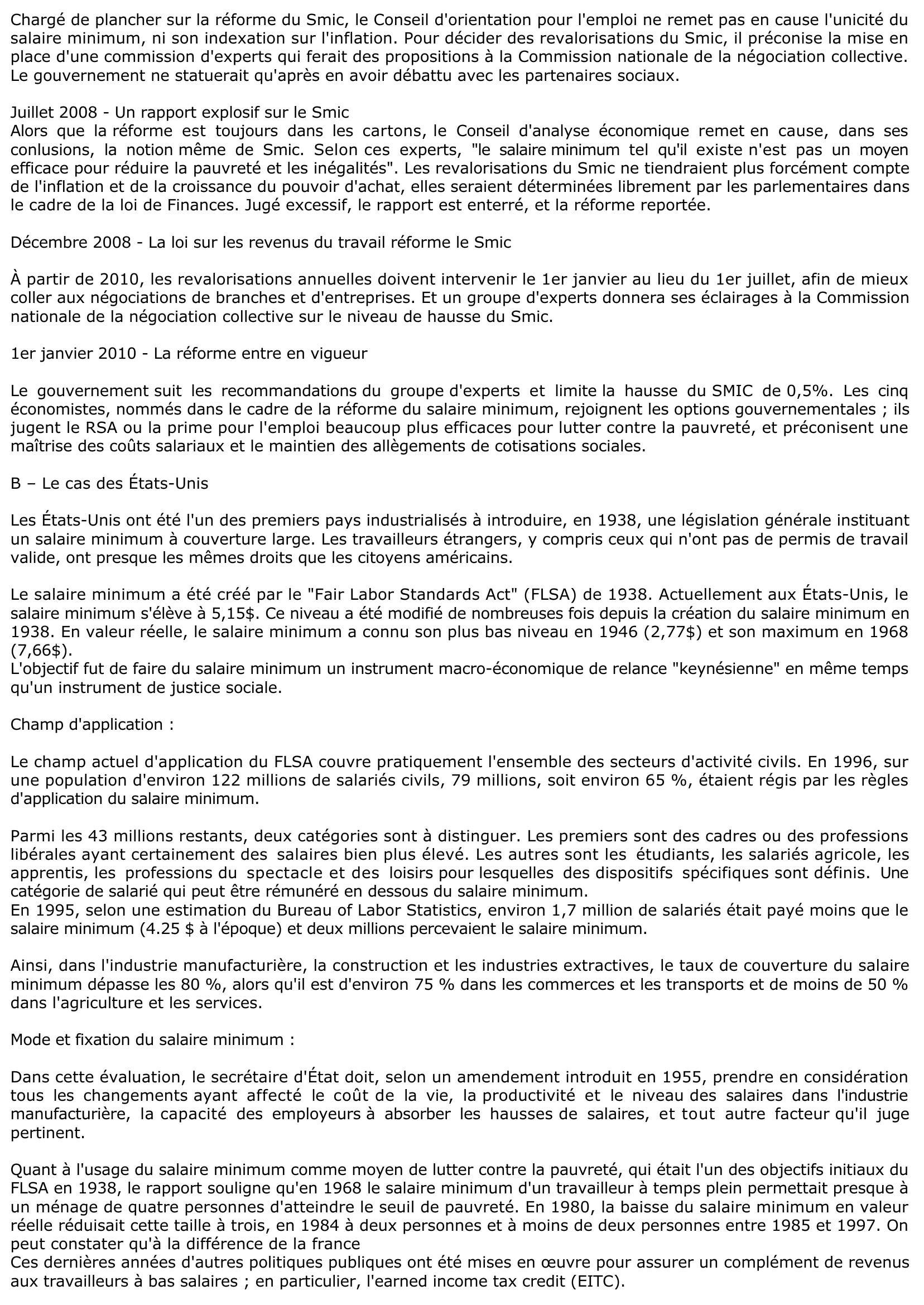 Prévisualisation du document Le Smic En France Et Aux Etats Unis