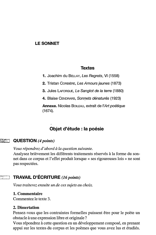 Prévisualisation du document LE SONNET (corpus corrigé)