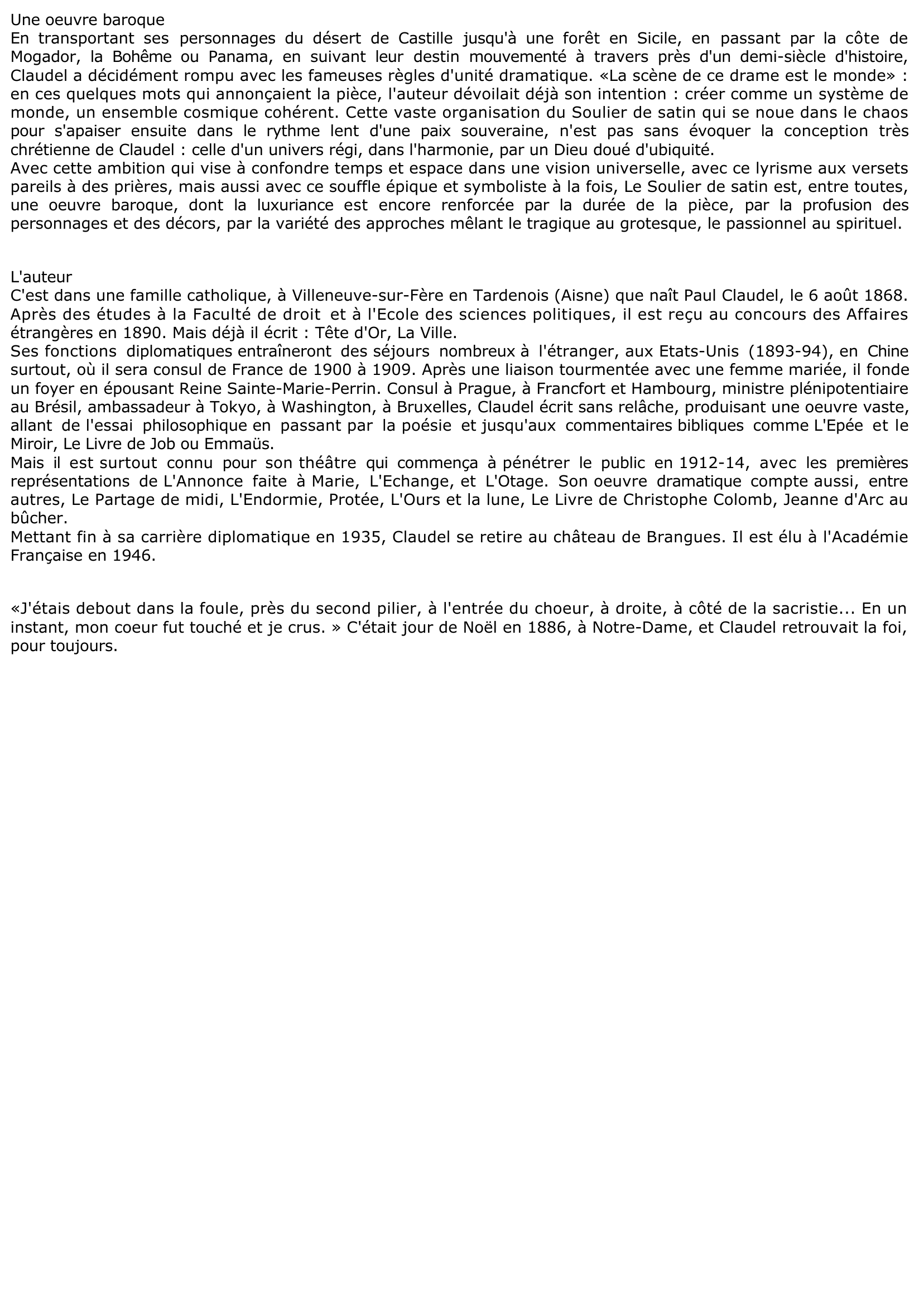 Prévisualisation du document Le Soulier de satin de Paul Claudel (Résumé)