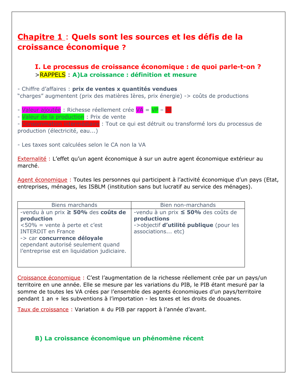 Prévisualisation du document Le sources de la croissances, SES