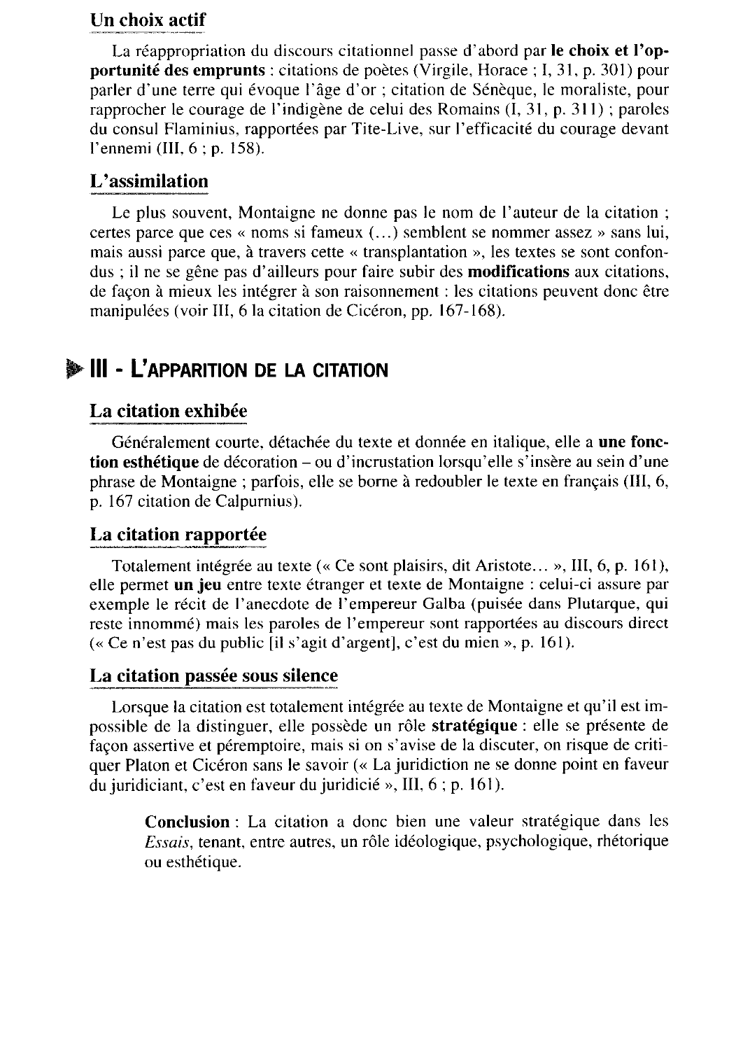Prévisualisation du document Le statut de la citation chez Montaigne