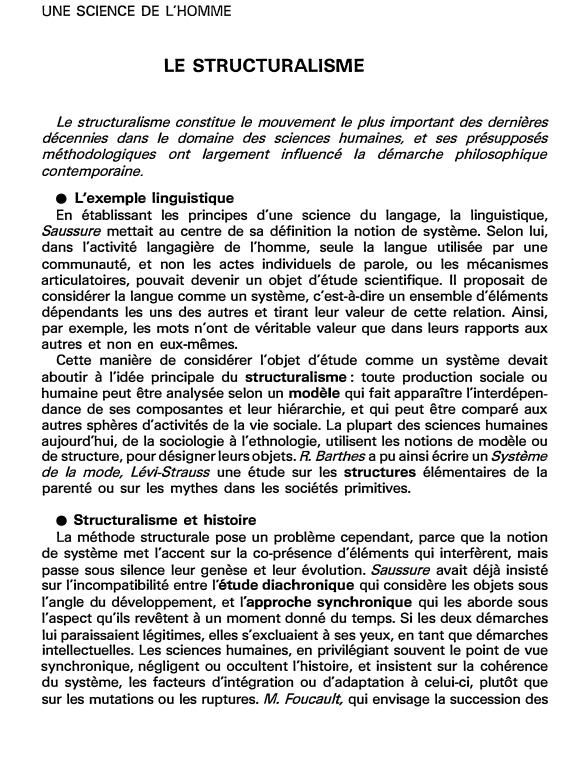 Prévisualisation du document LE STRUCTURALISME (fiche bac)
