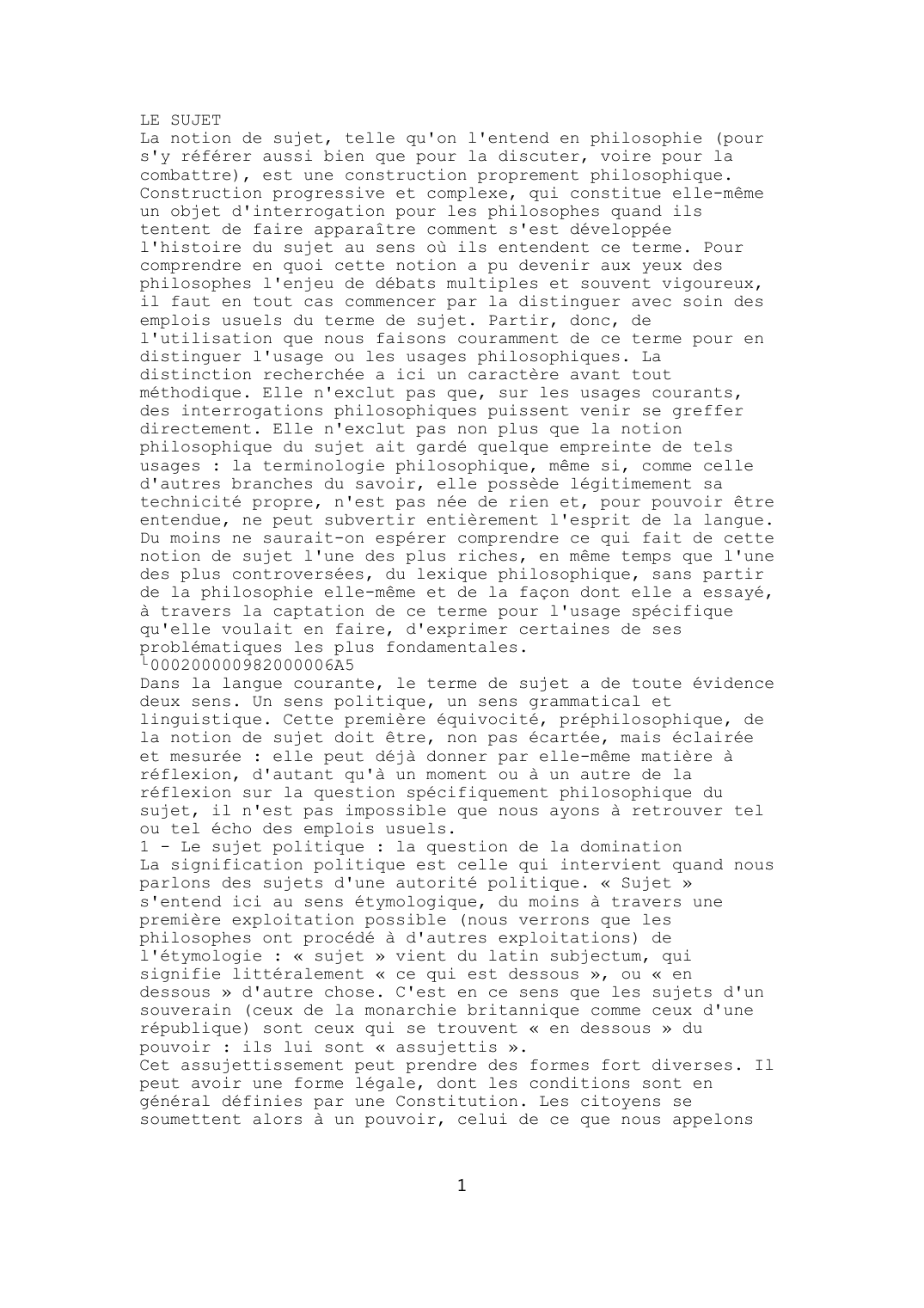 Prévisualisation du document LE SUJET