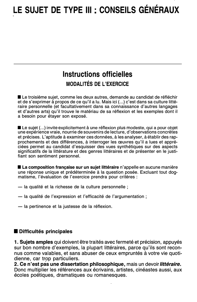 Prévisualisation du document LE SUJET DE TYPE III : CONSEILS GÉNÉRAUX