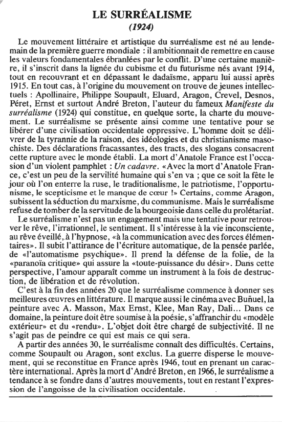 Prévisualisation du document LE SURRÉALISME(1924) (HISTOIRE).