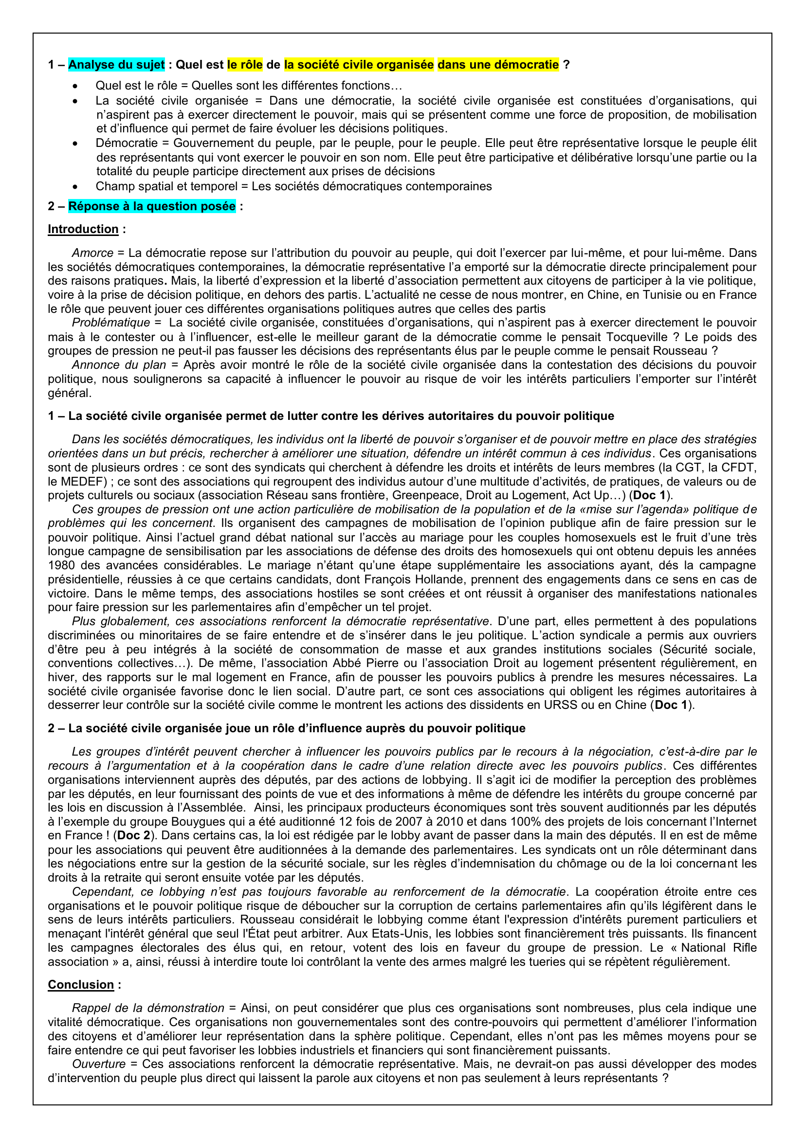 Prévisualisation du document Le système politique démocratique