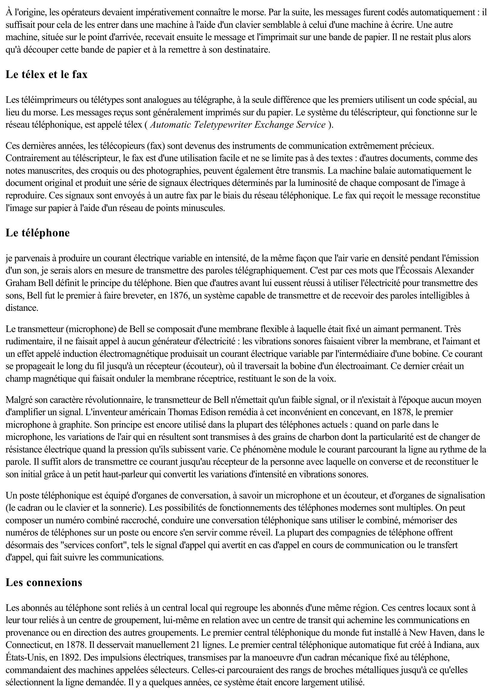 Prévisualisation du document Le téléphone (Sciences & Techniques)