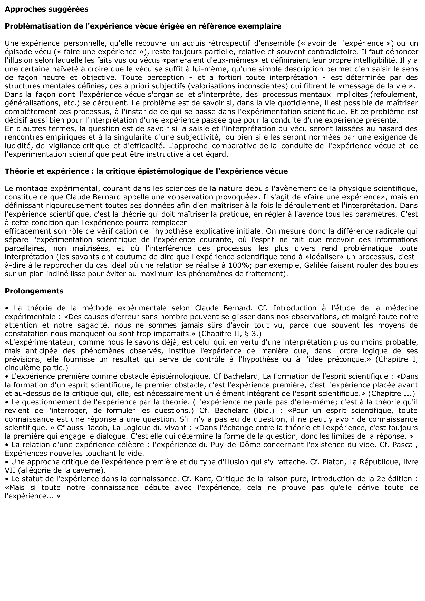 Prévisualisation du document Le terme « expérience » a-t-il le même sens dans les expressions : « avoir de l'expérience » et « faire une expérience » ?