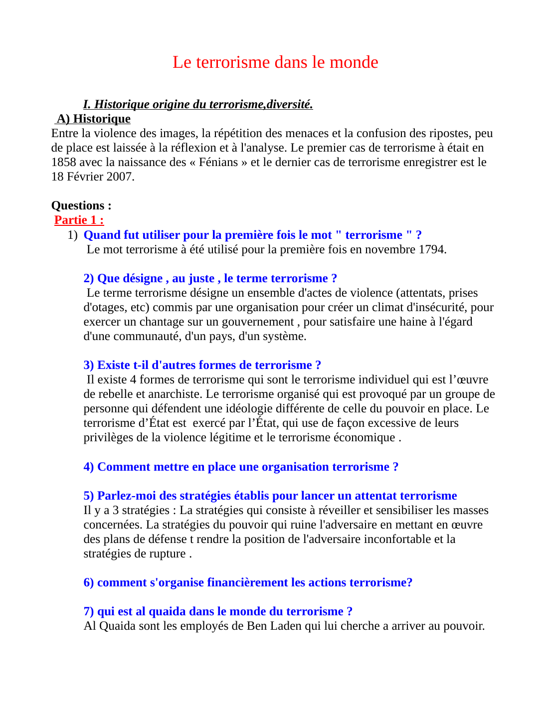 Prévisualisation du document Le terrorisme