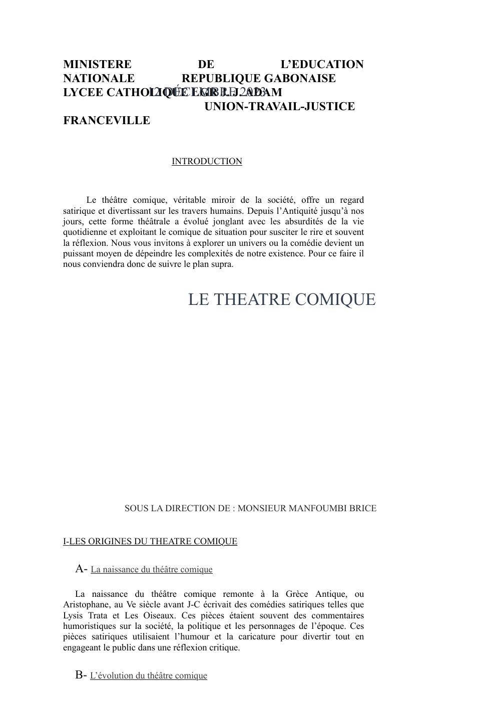 Prévisualisation du document LE THEATRE COMIQUE (cours)