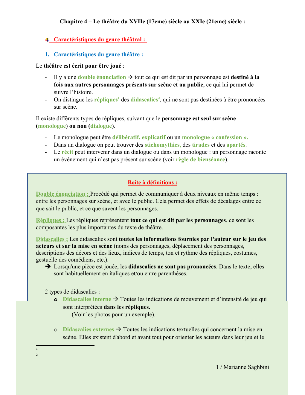 Prévisualisation du document Le theatre - cours de seconde