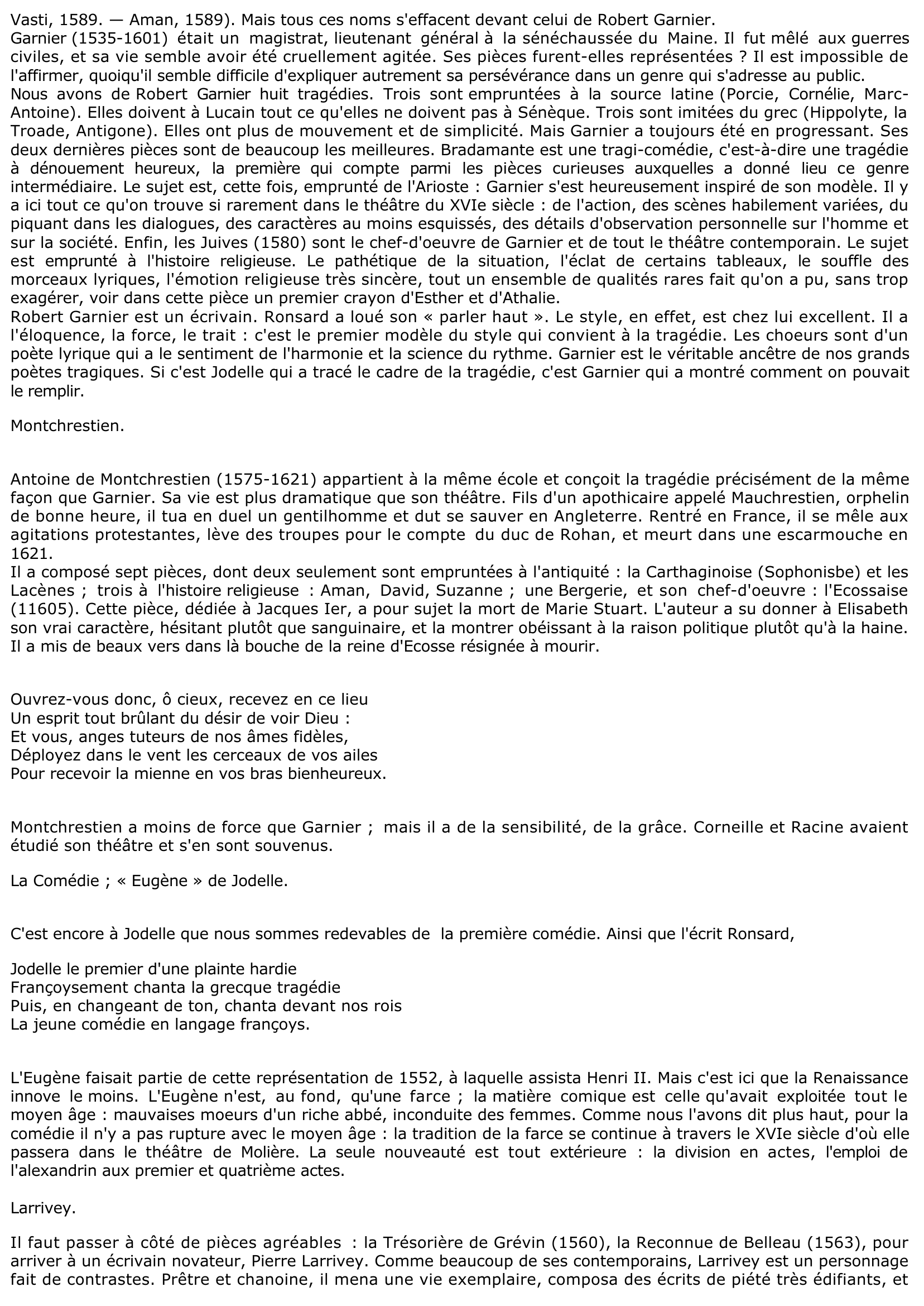 Prévisualisation du document LE THÉATRE DE 1550 A 1600 (Littérature)
