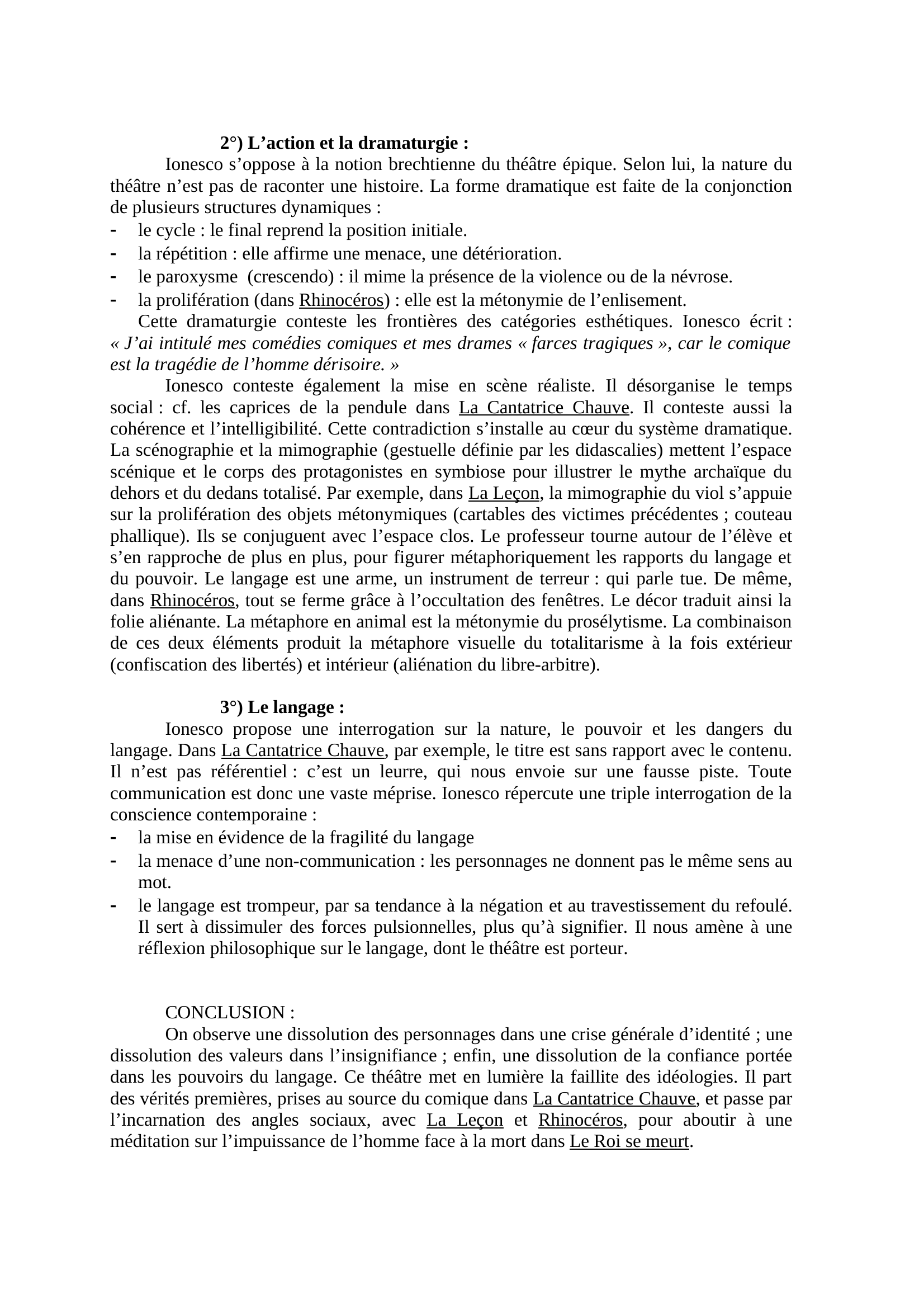Prévisualisation du document LE THEATRE DE IONESCO SYNTHESE
