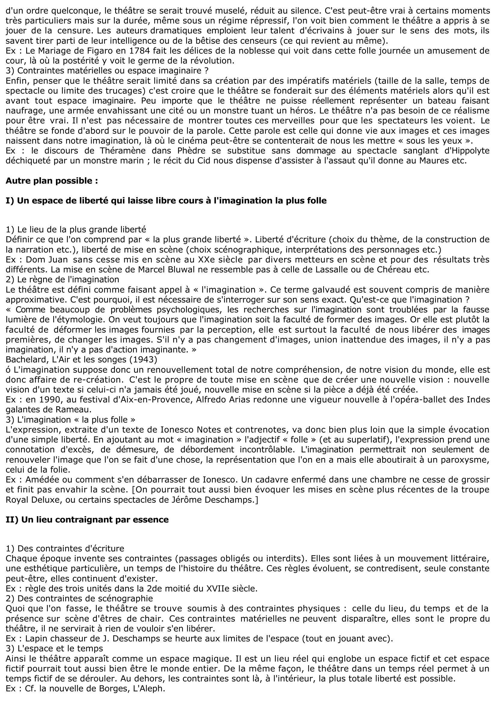 Prévisualisation du document Le théâtre peut être le lieu de la plus grande liberté de l'imagination la plus folle. Pensez-vous que le théâtre est « le lieu de la plus grande liberté, de l'imagination la plus folle » ? Vous répondrez en vous appuyant sur l'étude d'oeuvres théâtrales dans le cadre scolaire mais aussi sur votre expérience de spectateur.