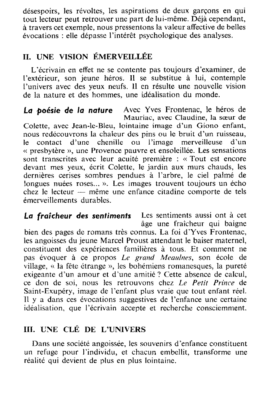 Prévisualisation du document Le thème de l'enfance dans les romans du XXe siècle.
