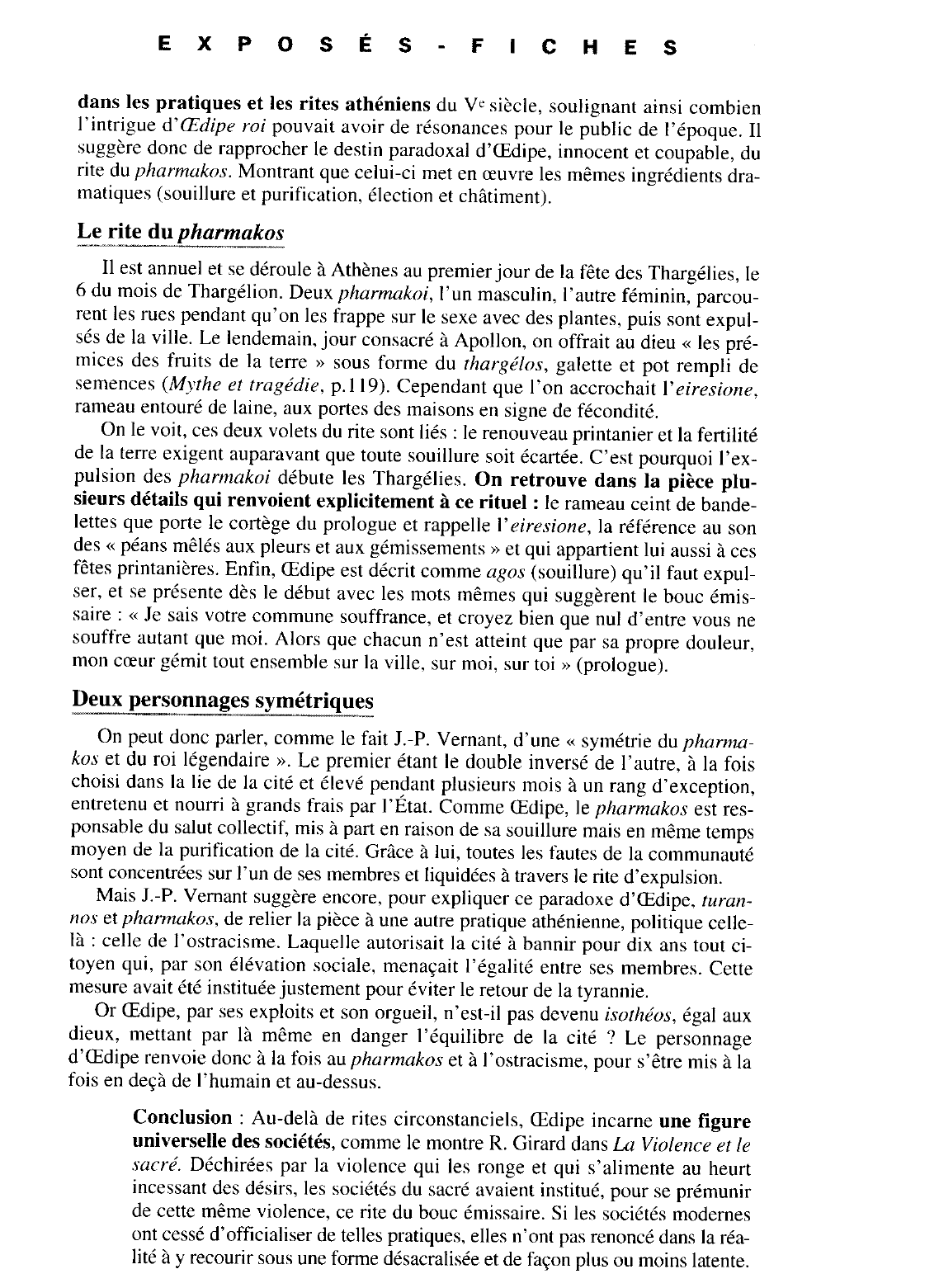 Prévisualisation du document Le thème du bouc émissaire dans Oedipe Roi