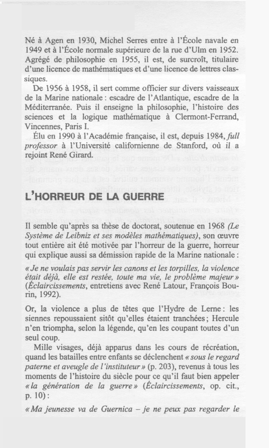 Prévisualisation du document Le Tiers-Instruit de Michel SERRES (fiche de lecture)
