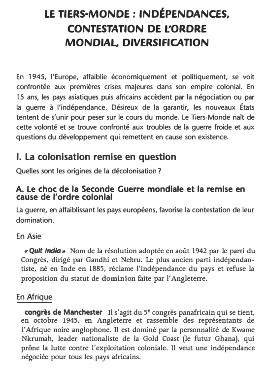 Prévisualisation du document LE TIERS-MONDE : INDÉPENDANCES, CONTESTATION DE L'ORDRE MONDIAL, DIVERSIFICATION
