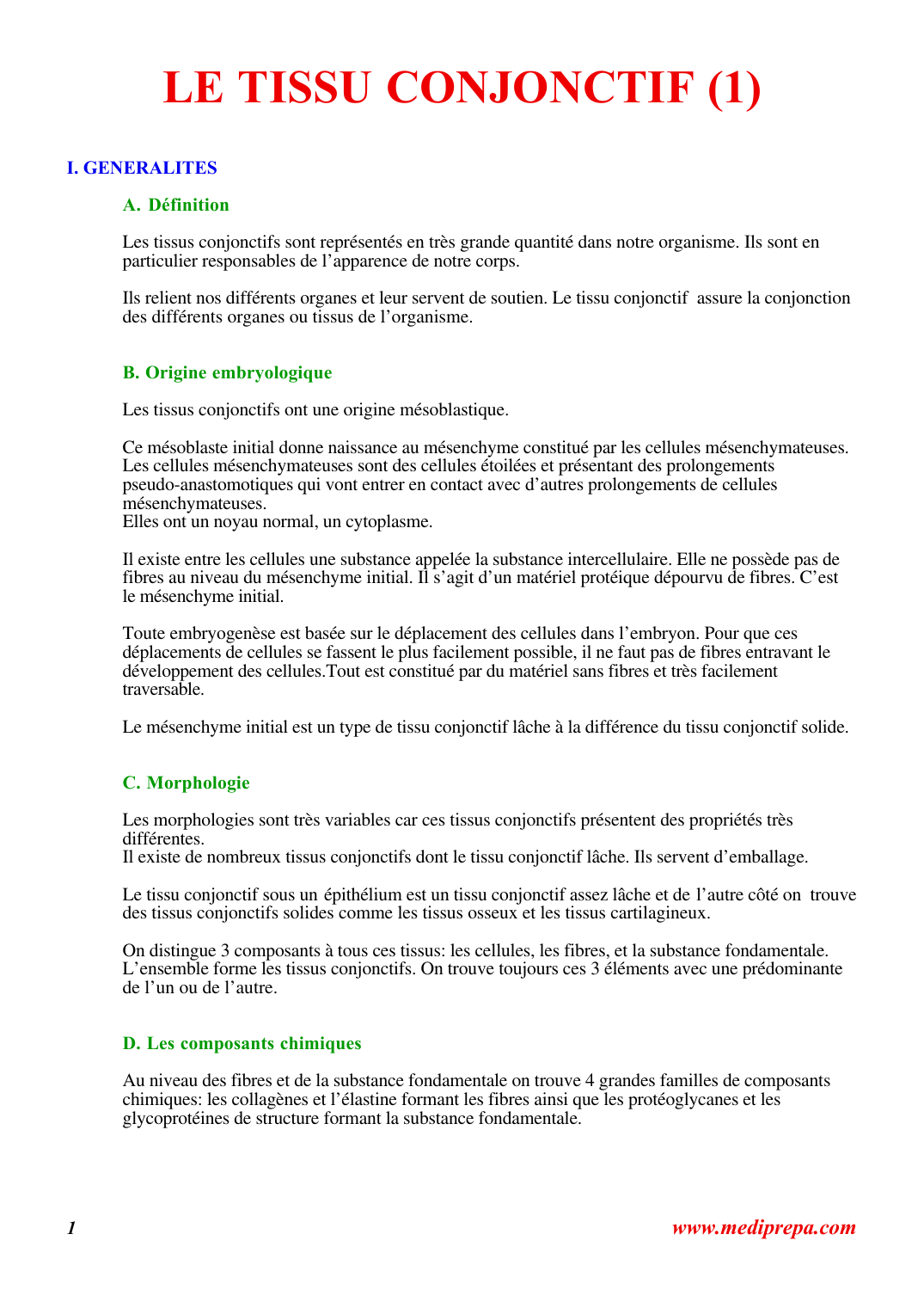 Prévisualisation du document LE TISSU CONJONCTIF (1)I