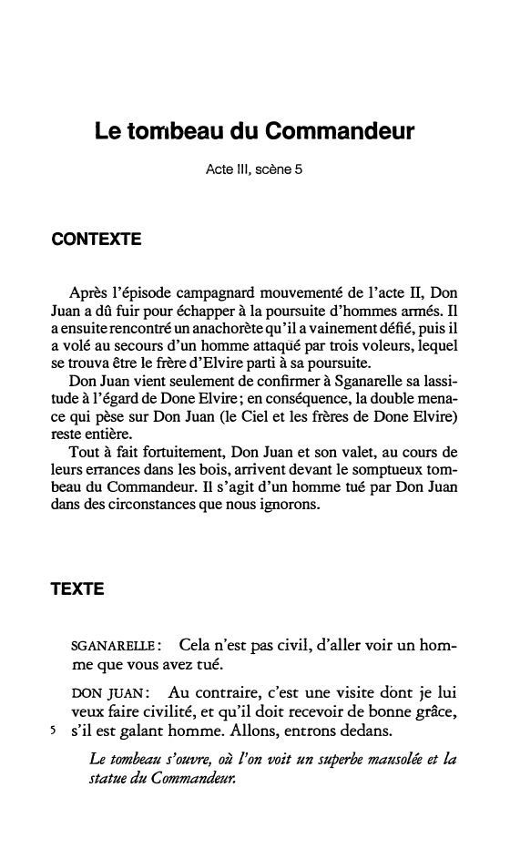 Prévisualisation du document Le tombeau du Commandeur
Acte III, scène 5 - Dom Juan de Molière