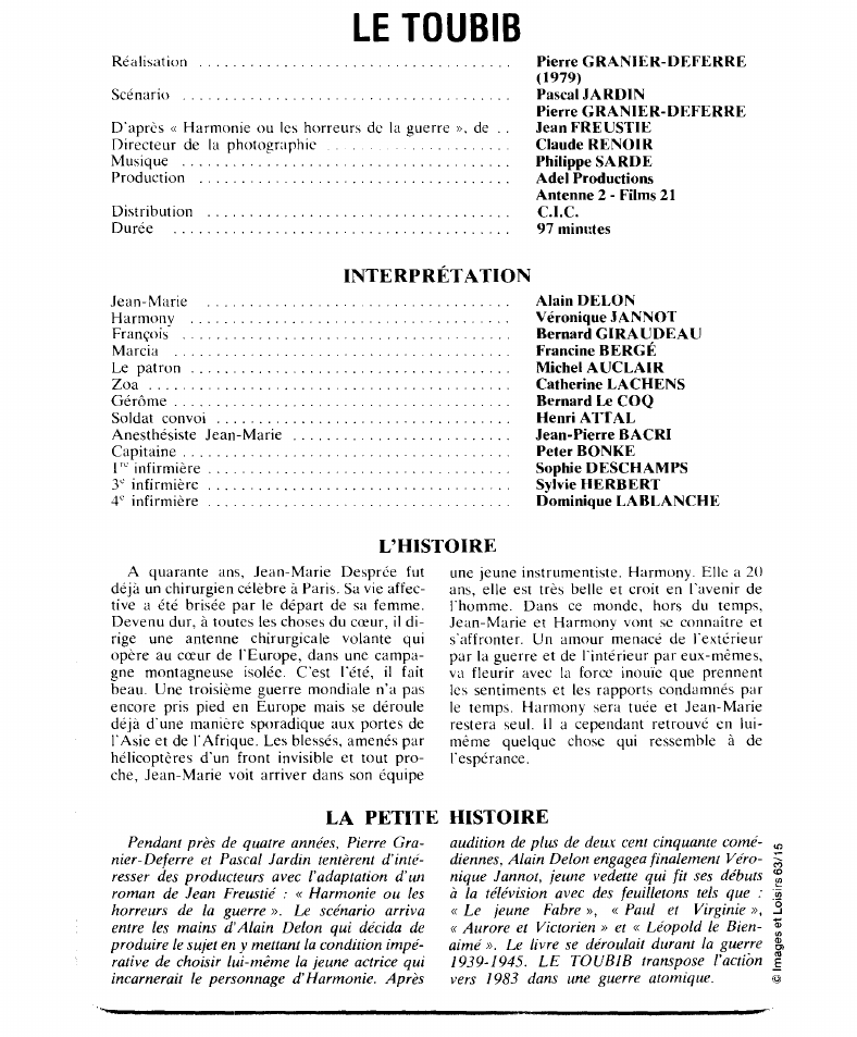 Prévisualisation du document LE TOUBIB  