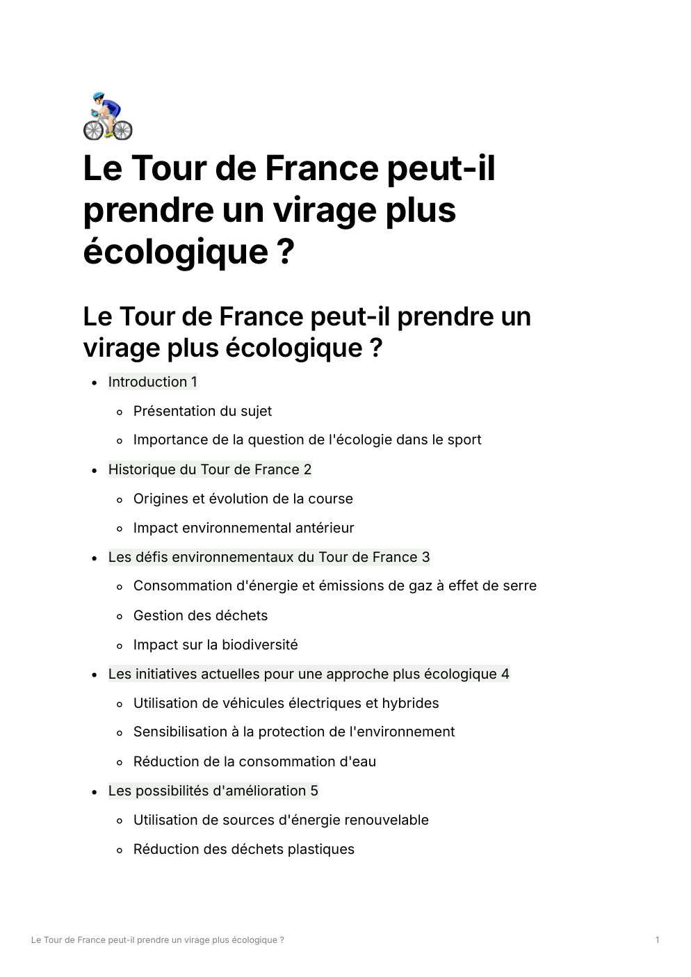 Prévisualisation du document Le tour de france et l'écologie ORAL SPORT