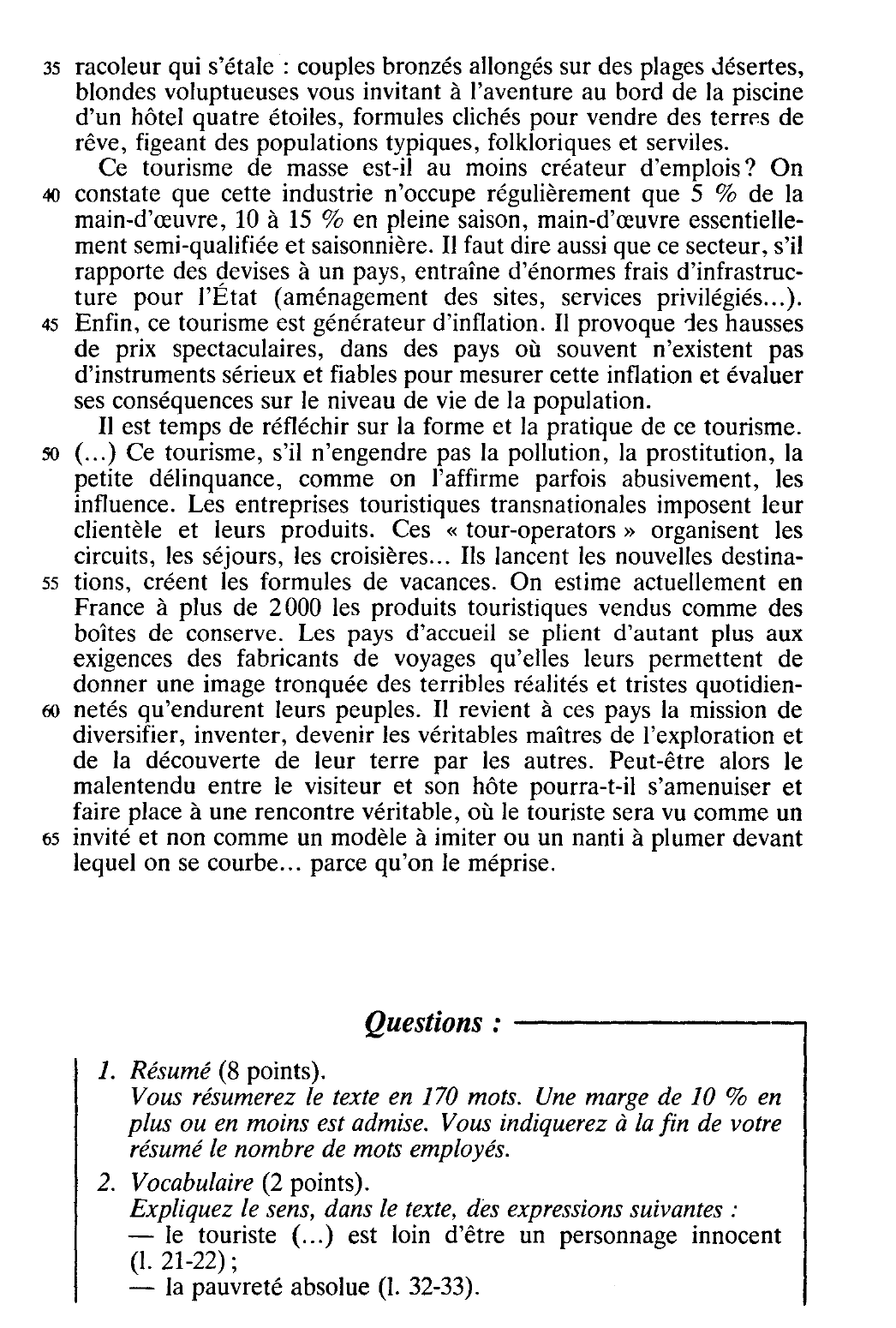 Prévisualisation du document Le tourisme est-il facteur de paix et d'échanges ?