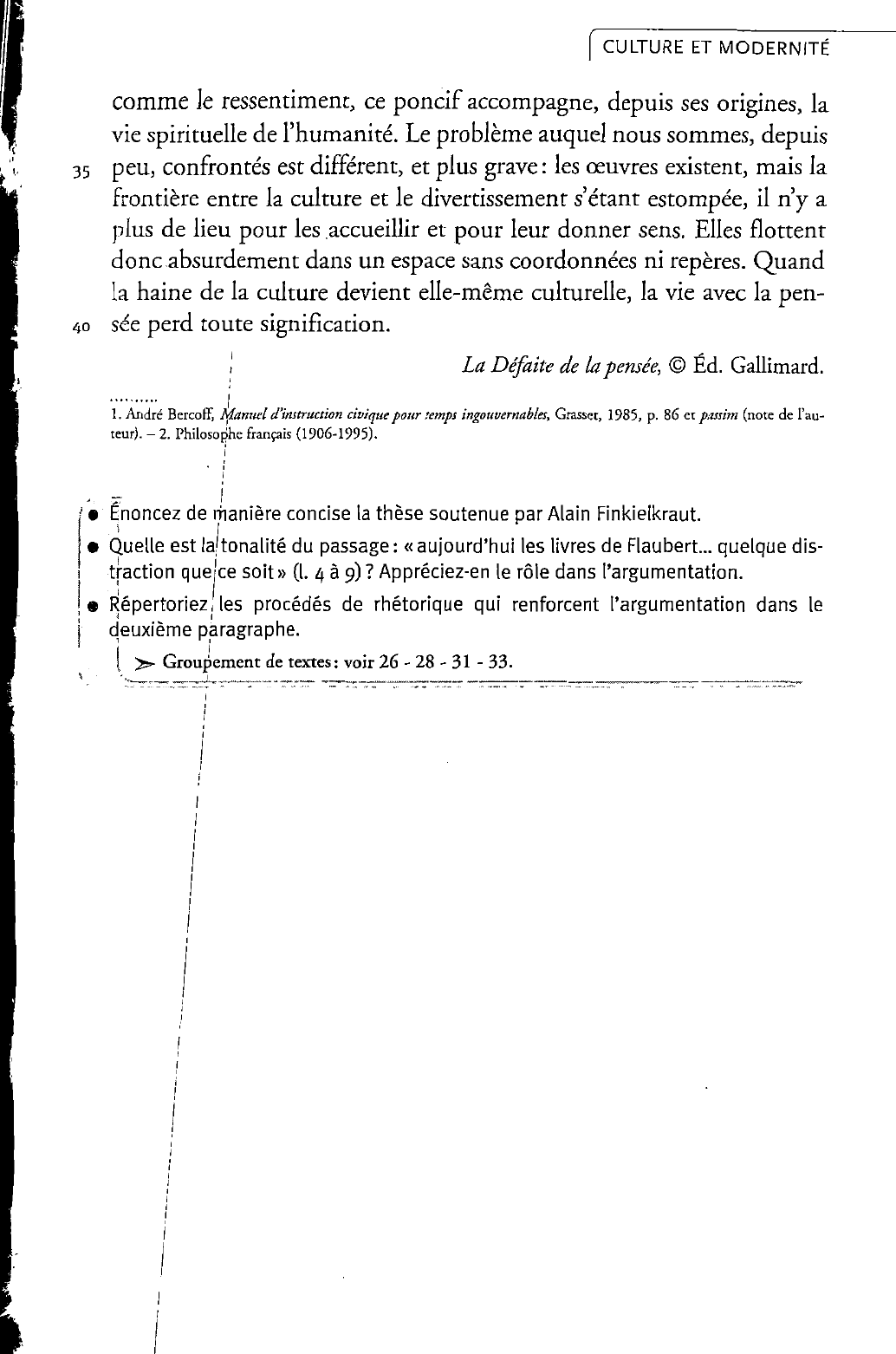 Prévisualisation du document Le tout culturel  Alain FINKIELKRAUT