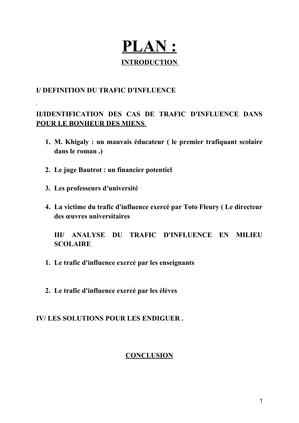 Prévisualisation du document le trafic d'influence dans pour le bonheur des miens de Macaire ETTY