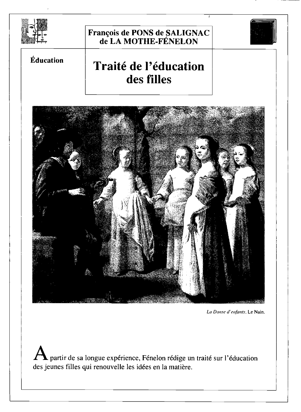 Prévisualisation du document Le « Traité de l'éducation des filles » de Fénelon