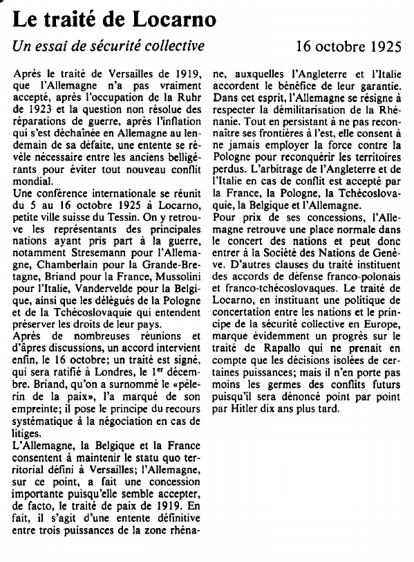 Prévisualisation du document Le traité de Locarno:Un essai de sécurité collective.