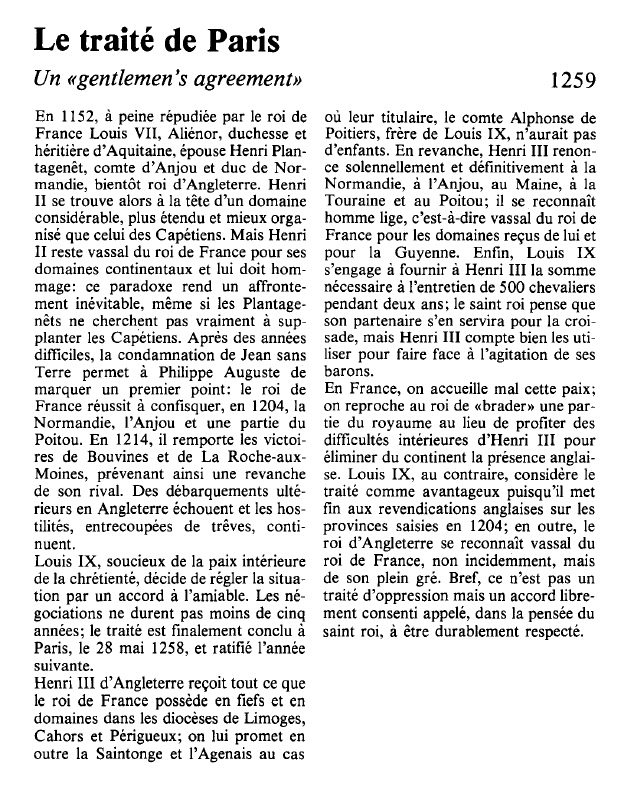 Prévisualisation du document Le traité de ParisUn «gentlemen's agreement».
