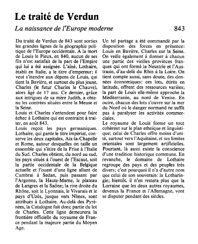 Prévisualisation du document Le traité de VerdunLa naissance de l'Europe moderne.