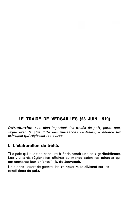Prévisualisation du document LE TRAITÉ DE VERSAILLES (28 JUIN 1919)