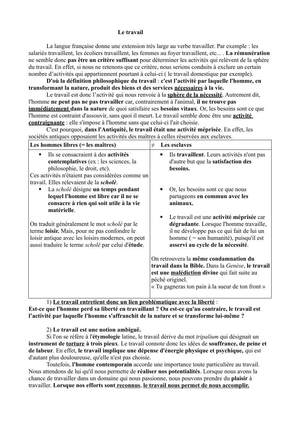Prévisualisation du document Le travail