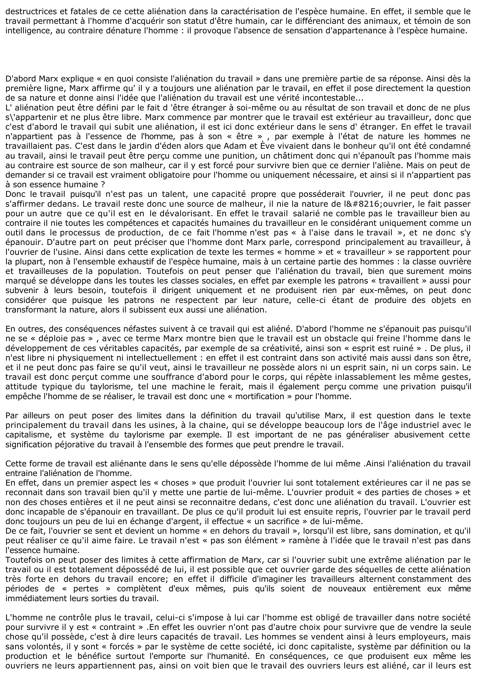 Prévisualisation du document Le travail chez Marx