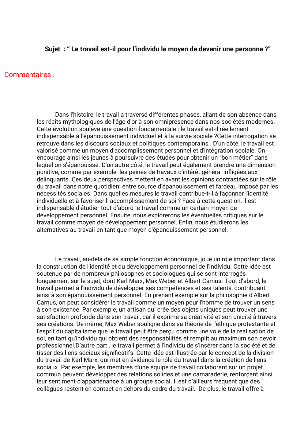 Prévisualisation du document Le travail est-il pour l’individu le moyen de devenir une personne