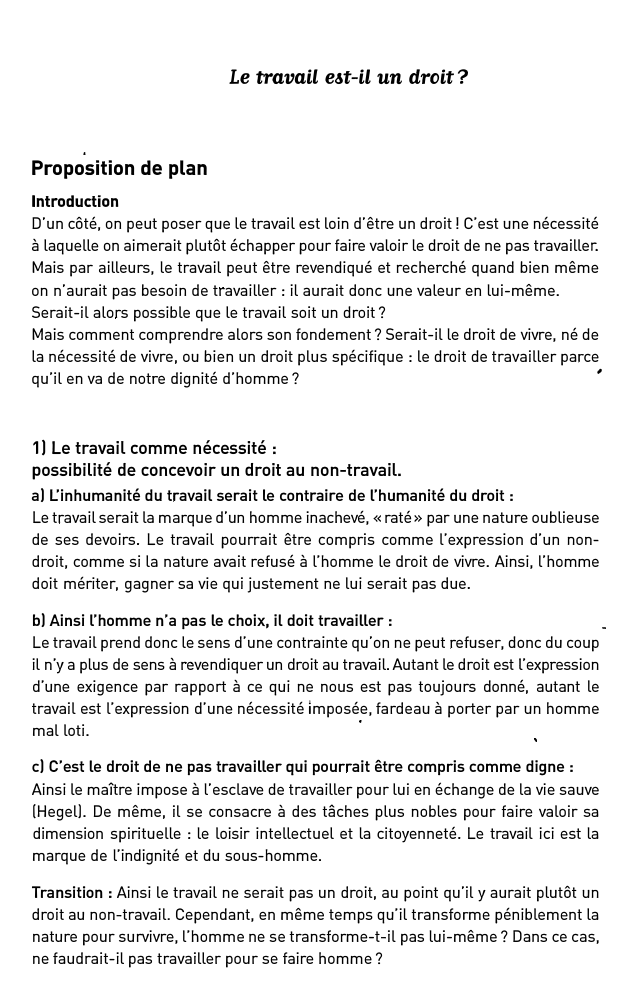 Prévisualisation du document Le travail e&t-it un droit?

Proposition de plan
Introduction
D'un côté, on peut poser que le travail est loin d'être...